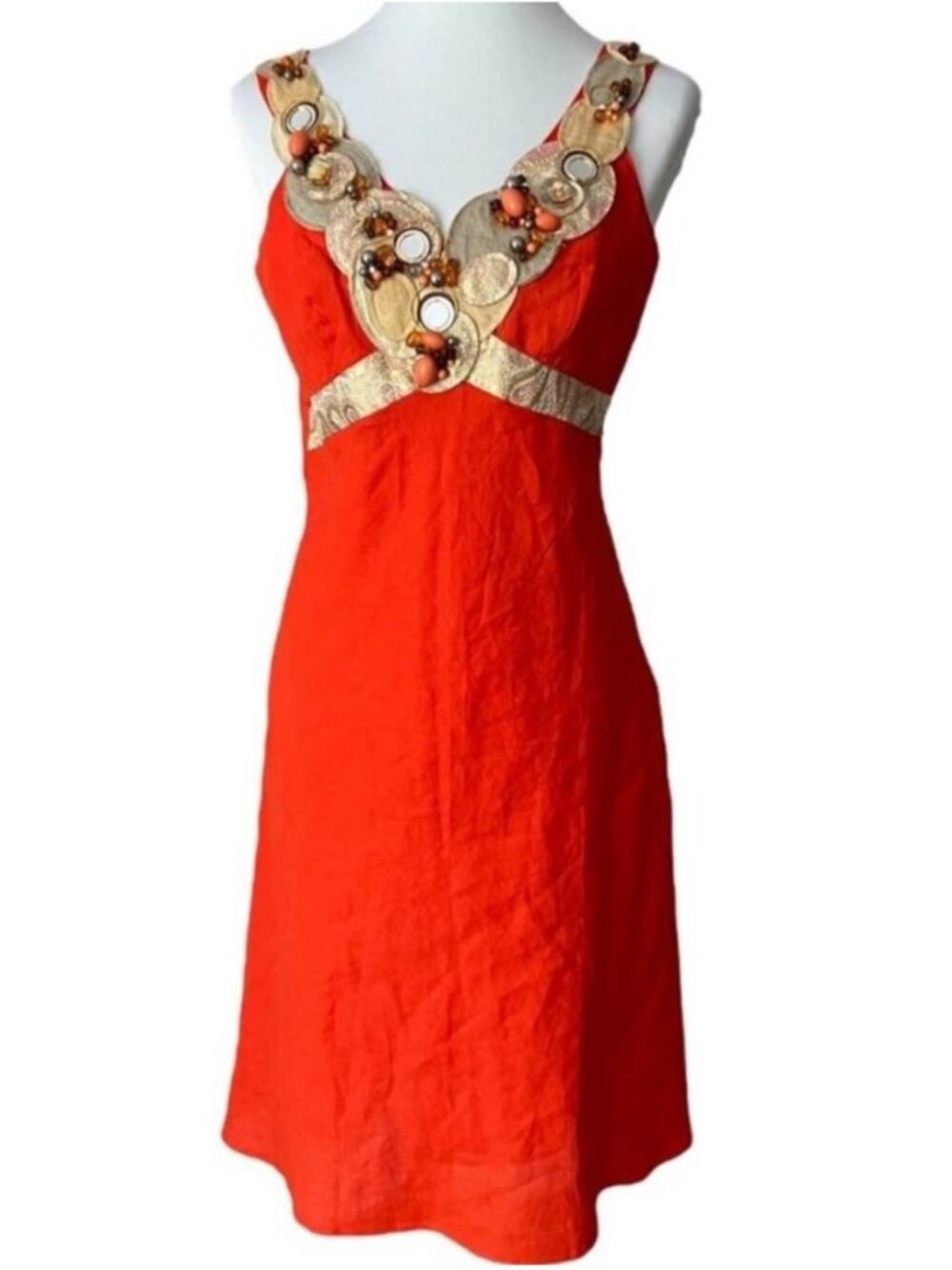 Vintage Dress Y2K Medium Cocktail Large Rene Derhy Paris Linen Art to wear Bead